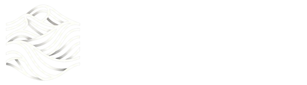 White Sand Intelligence logo, featuring stylised wave-like lines forming a hexagonal mark above the company name in white on a black background